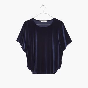 Madewell Velvet Butterfly Top Size M- Navy